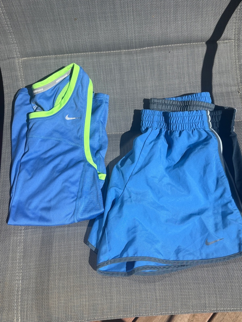 Nike Blue & Neon Green Women's Running Singlet and Shorts Set~XS